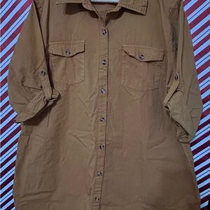 5 for $20 🌲 Speed Limit Dark Mustard Brown Button-Up Shirt Dress